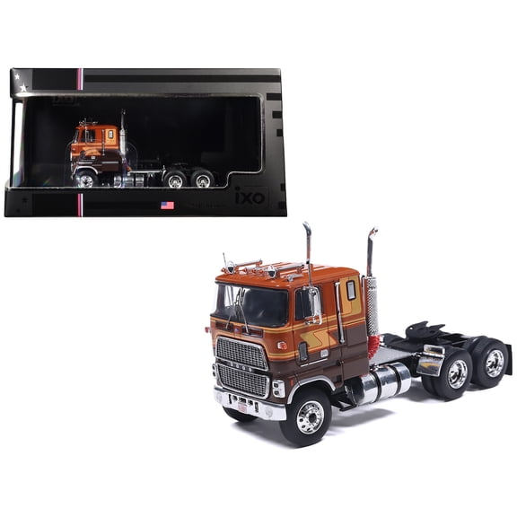 1976 Ford CL 9000 Truck Tractor Brown Two-Tone with Graphics 1/64 Diecast Model by IXO Models