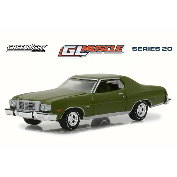 1976 Ford Gran Torino Hard Top, Dark Green Metallic - Greenlight 13210D/48 - 1/64 Scale Diecast Model Toy Car
