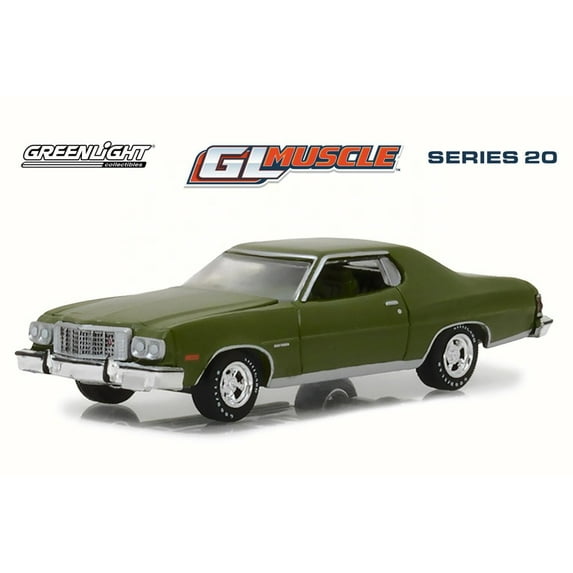 1976 Ford Gran Torino Hard Top, Dark Green Metallic - Greenlight 13210D/48 - 1/64 Scale Diecast Model Toy Car