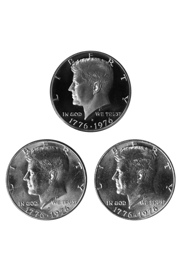 1976 Kennedy Half Dollar Year Set - P & D BU + S Proof - 3 Coin Lot