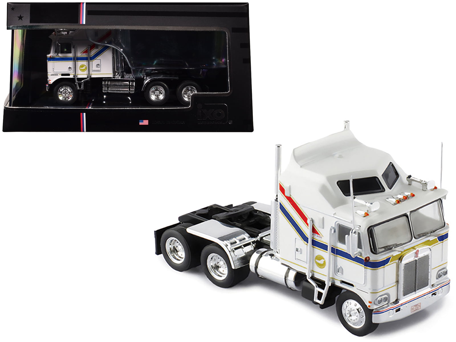 1976 Kenworth K100 Aerodyne Truck Tractor White With Blue And Red 1976-kenworth-k100-aerodyne-truck-tractor-white-with-blue-and-red
