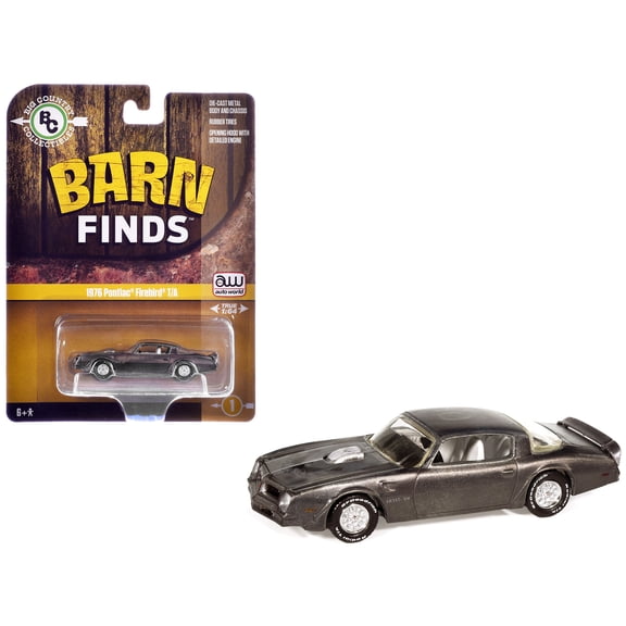 1976 Pontiac Firebird T/A "Barn Finds" Gray Metallic (Weathered) with White Interior 1/64 Diecast Model Car by Auto World