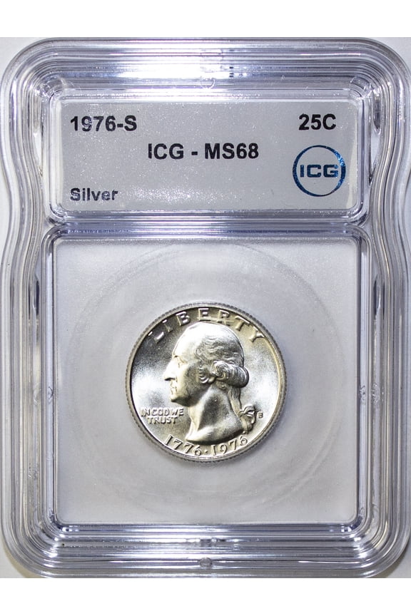 1976-S Silver Washington Quarter ICG MS68 - Graded Coin
