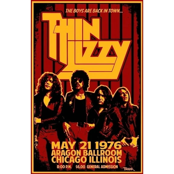 1976 THIN LIZZY CONCERT POSTER PRINT WALL ART in 11 x 17 Inch Poster