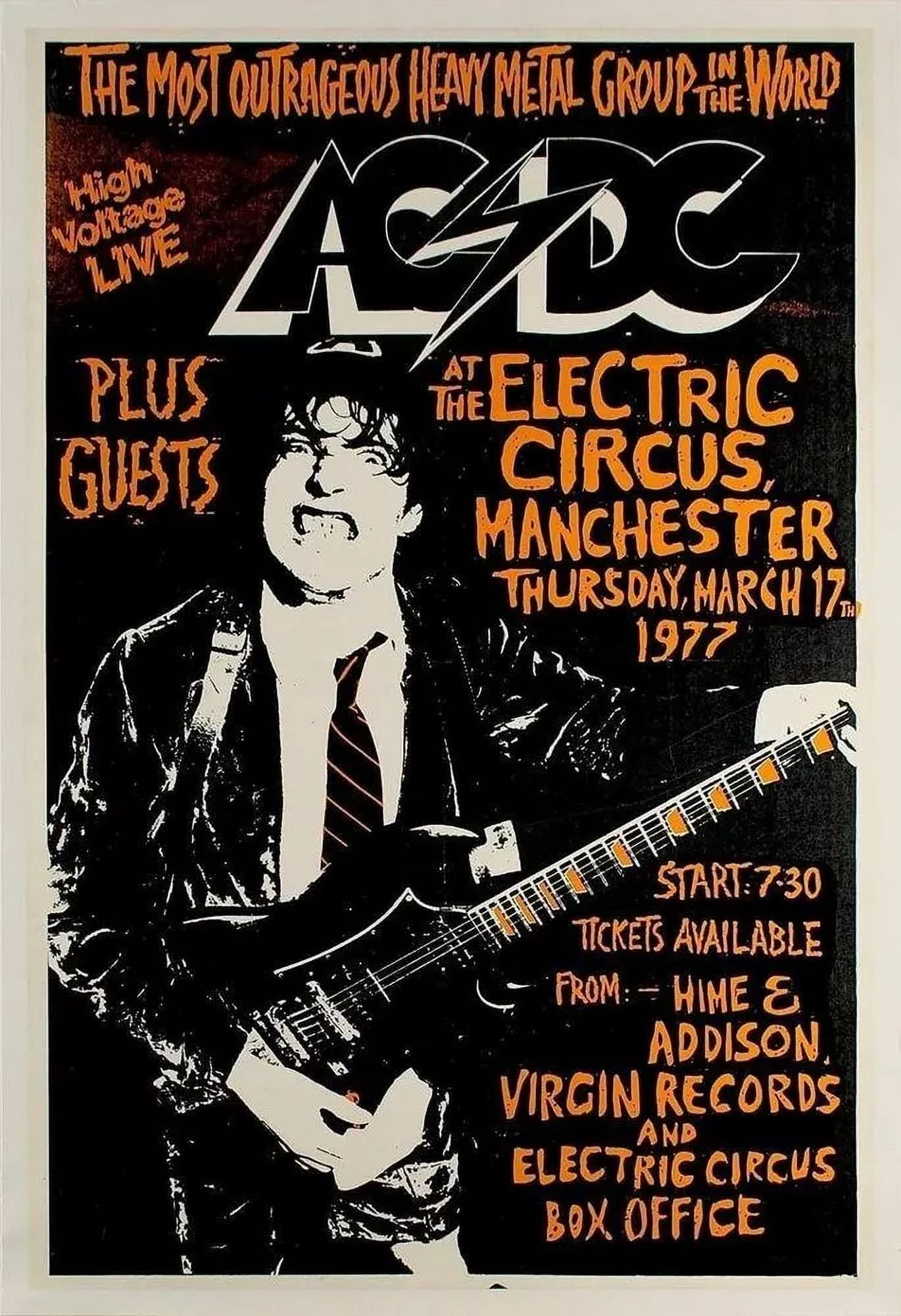 1977 AC/DC CONCERT POSTER WALL ART PRINT ES ANGUS YOUNG ACDC 24 x 36 ...