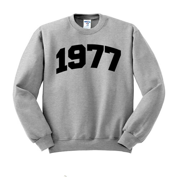 1977 College Style Sweatshirt Unisex 2X-Large Grey