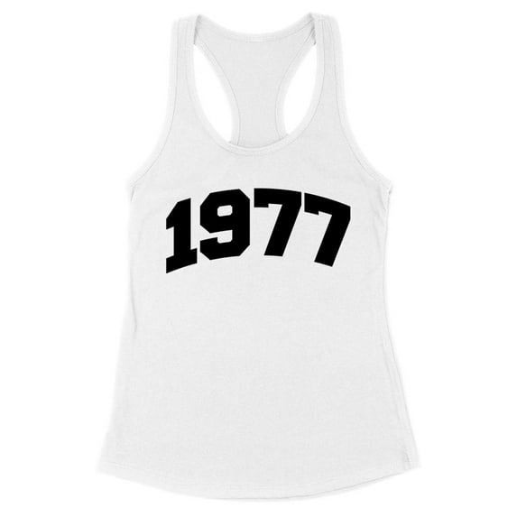 1977 College Style Tank Top Fitted Racerback Women's Large White