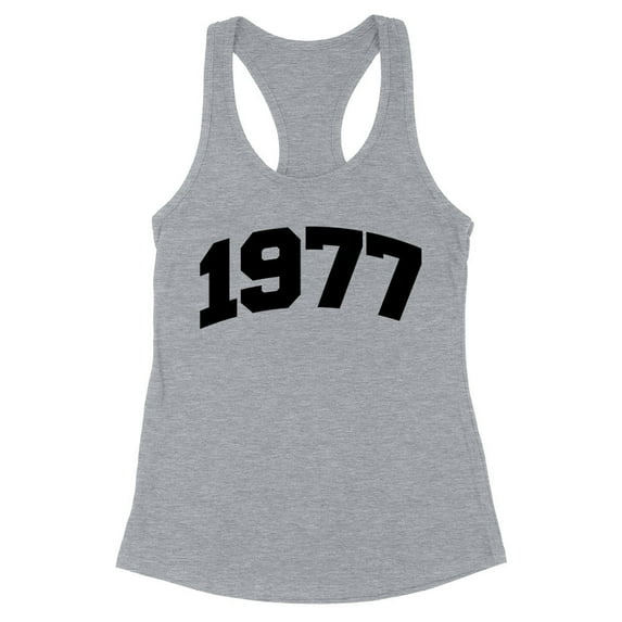 1977 College Style Tank Top Fitted Racerback Women's X-Large Heather Grey