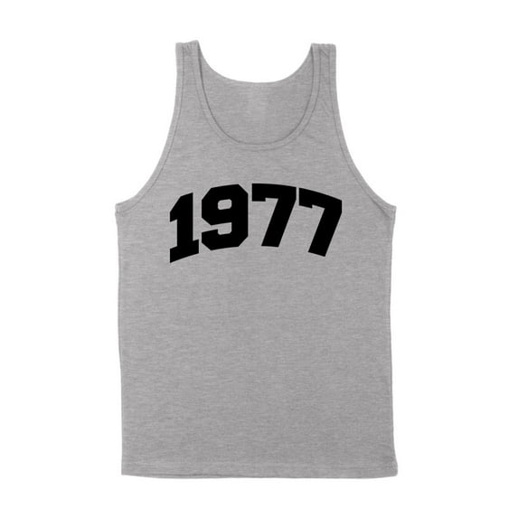 1977 College Style Tank Top Unisex Small Grey