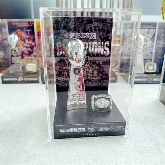 1977 Las Vegas Ra Su Bo XI Championship Replica Trophy+ Ring with Display Case Trendy Accessory Durable Collectible Championship Gift For Christmas Halloween Gifts.
