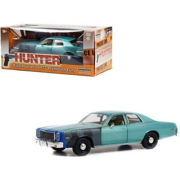 1977 Plymouth Fury Unrestored Turquoise Met. "Hunter" (1984-1991) TV Series 1/24 Diecast Model Car by Greenlight