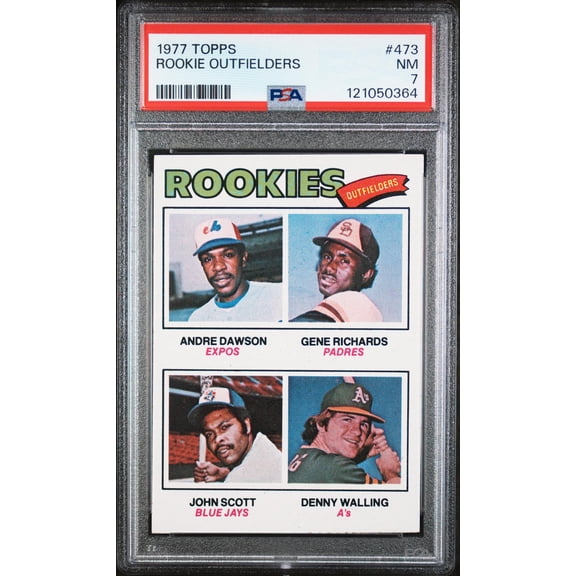 1977 Topps Rookie Outfielders Andre Dawson/Gene Richards/John Scott/Denny Walling #473 PSA 7
