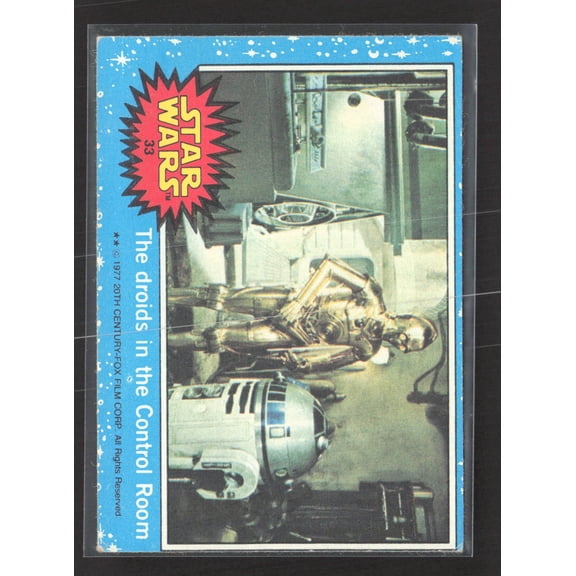 1977 Topps Star Wars Series 1 Blue Border #33 R2-D2 C-3PO Card
