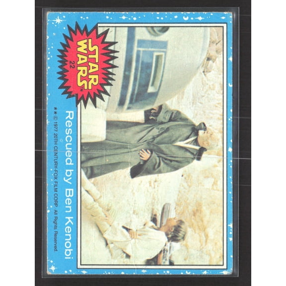 1977 Topps Star Wars Series 1 Blue Border Puzzle Back #22 R2-D2 Luke Skywalker Ben Kenobi Trading Card