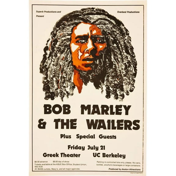 1978 BOB MARLEY CONCERT POSTER WALL ART PRINT IS ES 16 x 24 Inch Poster