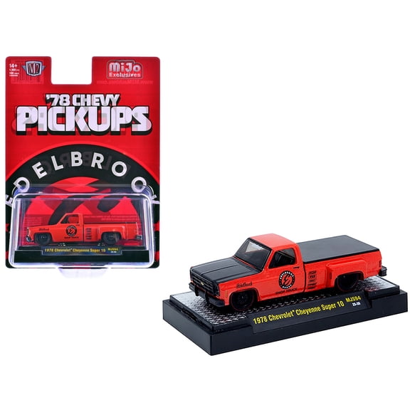 1978 Chevrolet Cheyenne Super 10 Pickup Truck "Edelbrock" Red with Black Hood Limited Ed 1/64 Diecast Model Car by M2 Machines