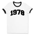 thumbnail image 1 of 1978 College Style Ringer Tee Shirt Unisex Large White/Black, 1 of 5