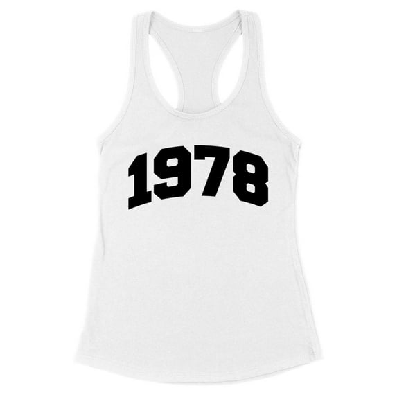 1978 College Style Tank Top Fitted Racerback Women's Large White