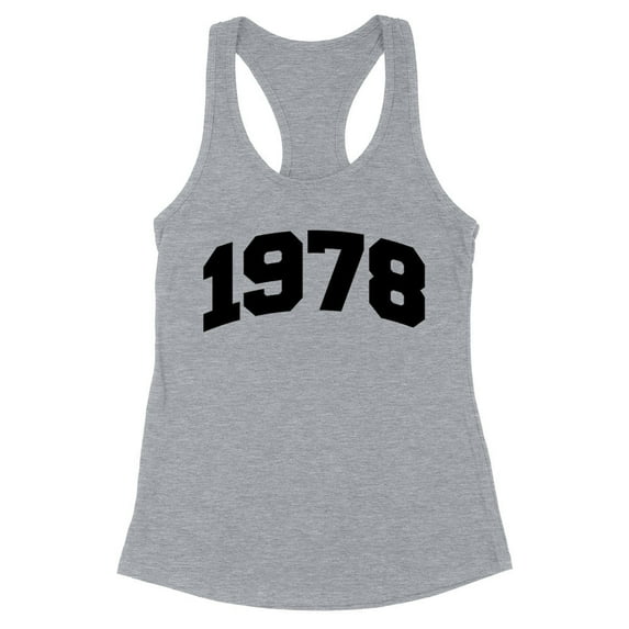 1978 College Style Tank Top Fitted Racerback Women's X-Small Heather Grey