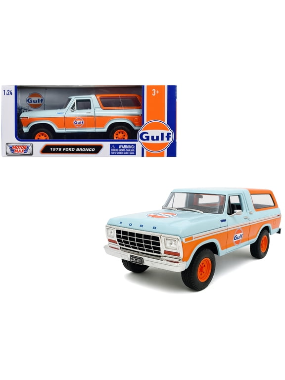 1978 Ford Bronco Light Blue and Orange "Gulf Oil" Die-Cast Collection" 1/24 Diecast Model Car by Motormax