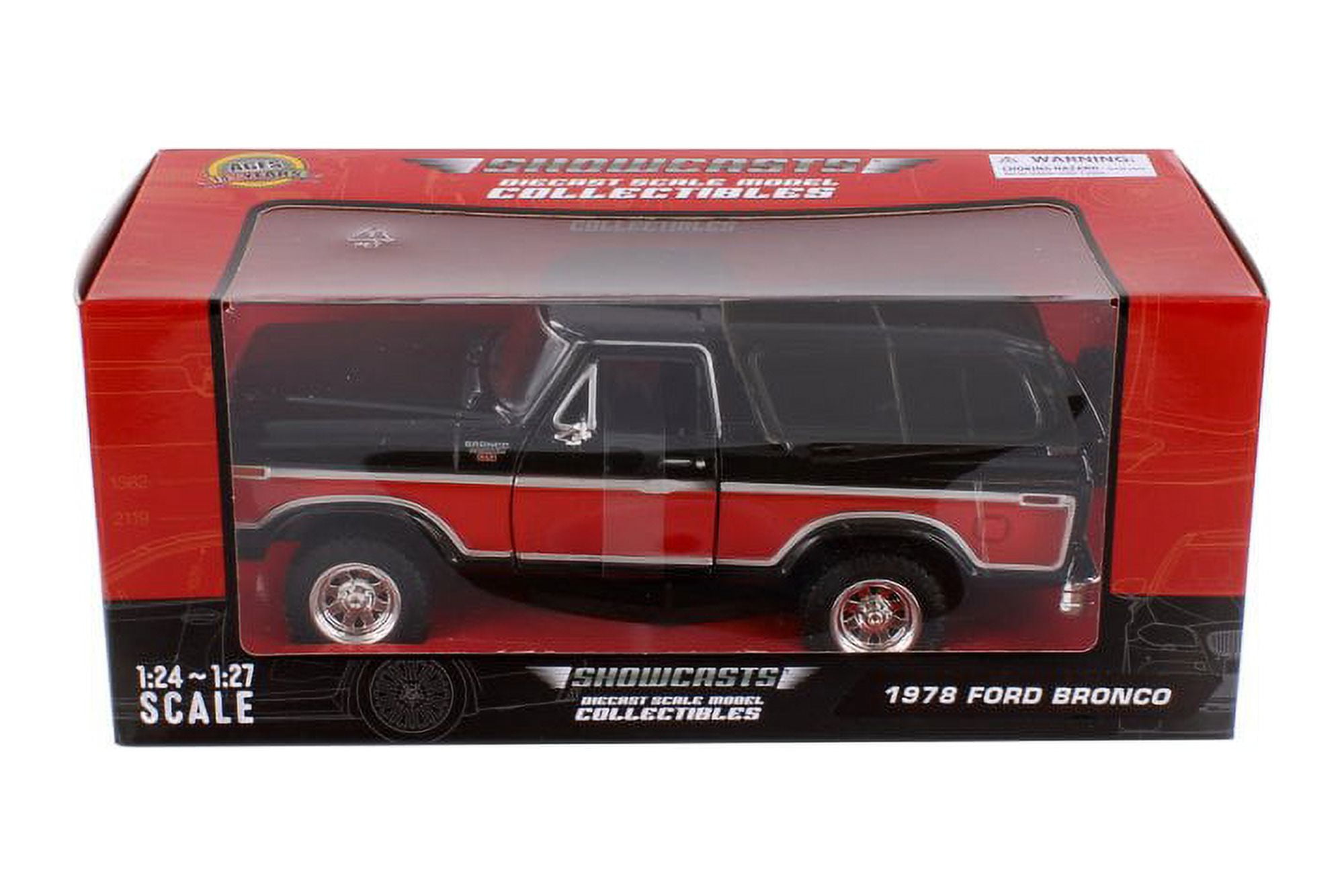 1978 Ford Bronco Ranger XLT w/ Spare Tire, Black/Red - Showcasts 71371WRK - 1/24 Scale Diecast Car