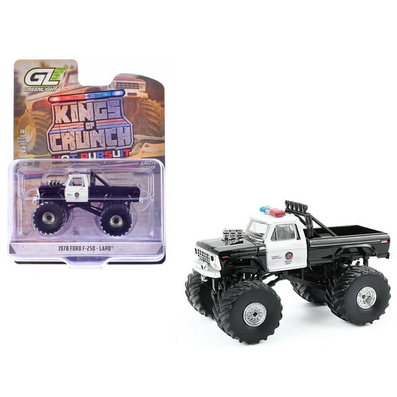 1978 Ford F-250 Monster Truck "LAPD (Los Angeles Police Department)" Black and White 1/64 Scale Diecast Model Cars by Greenlight