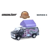 1978 GMC Vandura Custom Van w/Campotel Cartop Sleeper Tent, Black - Greenlight 38080C/48 - 1/64 Scale Diecast Model Car