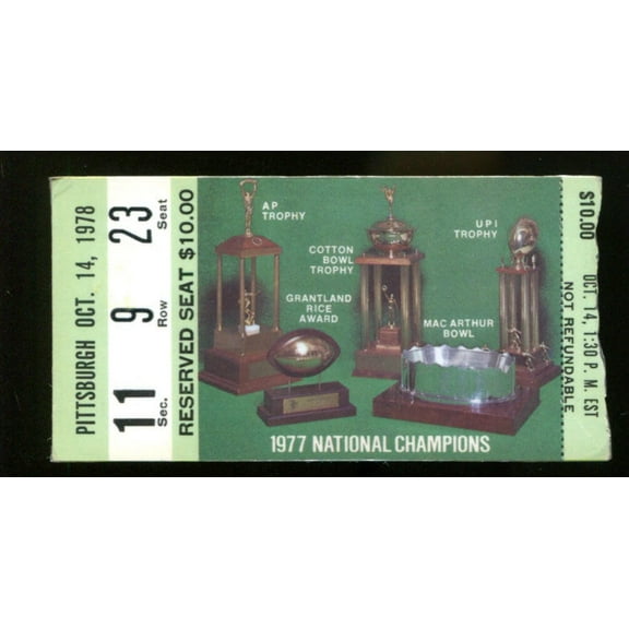 1978 Notre Dame vs Pittsburgh college football ticket stub Joe Montana leads 26-17 comeback