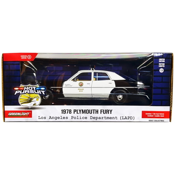 1978 Plymouth Fury Black and White "LAPD" "Hot Pursuit" Series 9 1/24 Diecast Model Car by Greenlight