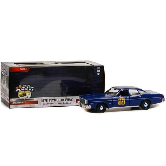 1978 Plymouth Fury Dark Blue with Stripes "Delaware State Police" "Hot Pursuit" Series 1/24 Diecast Model Car by Greenlight