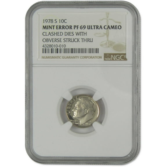 1978 S Roosevelt Dime PF 69 UCAM NGC Clashed Dies Obverse Struck Thru