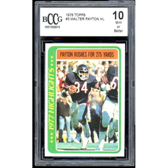 1978 Topps #3 Walter Payton Card BGS BCCG 10 Mint+
