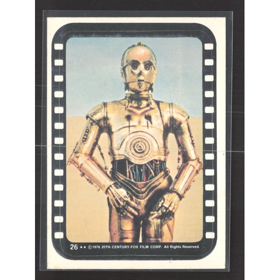 1978 Topps Star Wars Wonder Bread C-3PO Blank Back #26 Trading Card