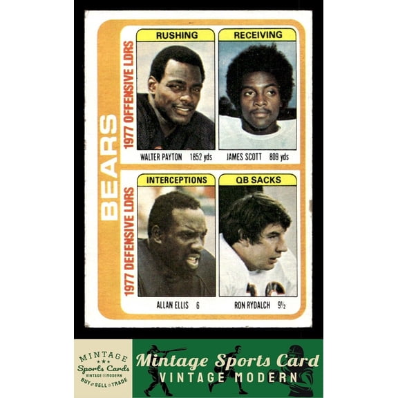 1978 Topps Walter Payton / James Scott Chicago Bears Team Checklists Football Trading Card #504