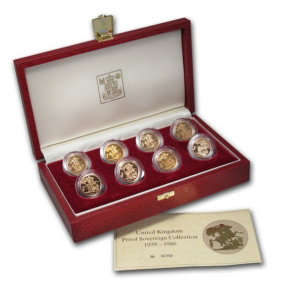 1979-1986 Great Britain 8-Coin Gold Sovereign Proof Set