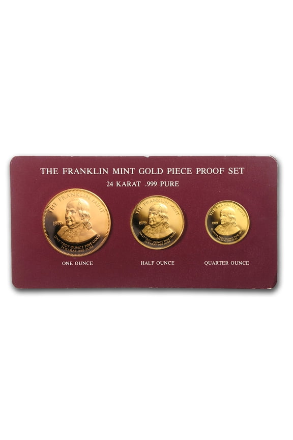3-Piece Gold Proof Franklin Mint Set (Random Year, Ben Franklin)