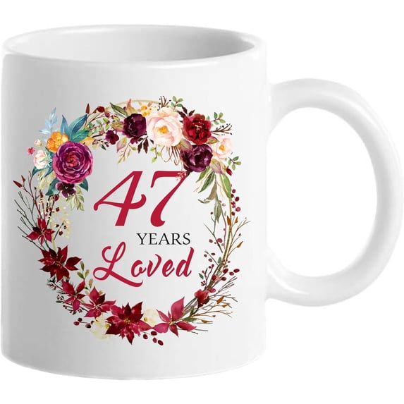 1979 47th Birthday Gifts for Women, Birthday Gifts for Women Turning 47 years old, 47th Bday Gifts Ideas, Mothers Day Christmas Gifts for Mom, Grandma, Aunt, Wife, Sister, 47 Years Loved Mug