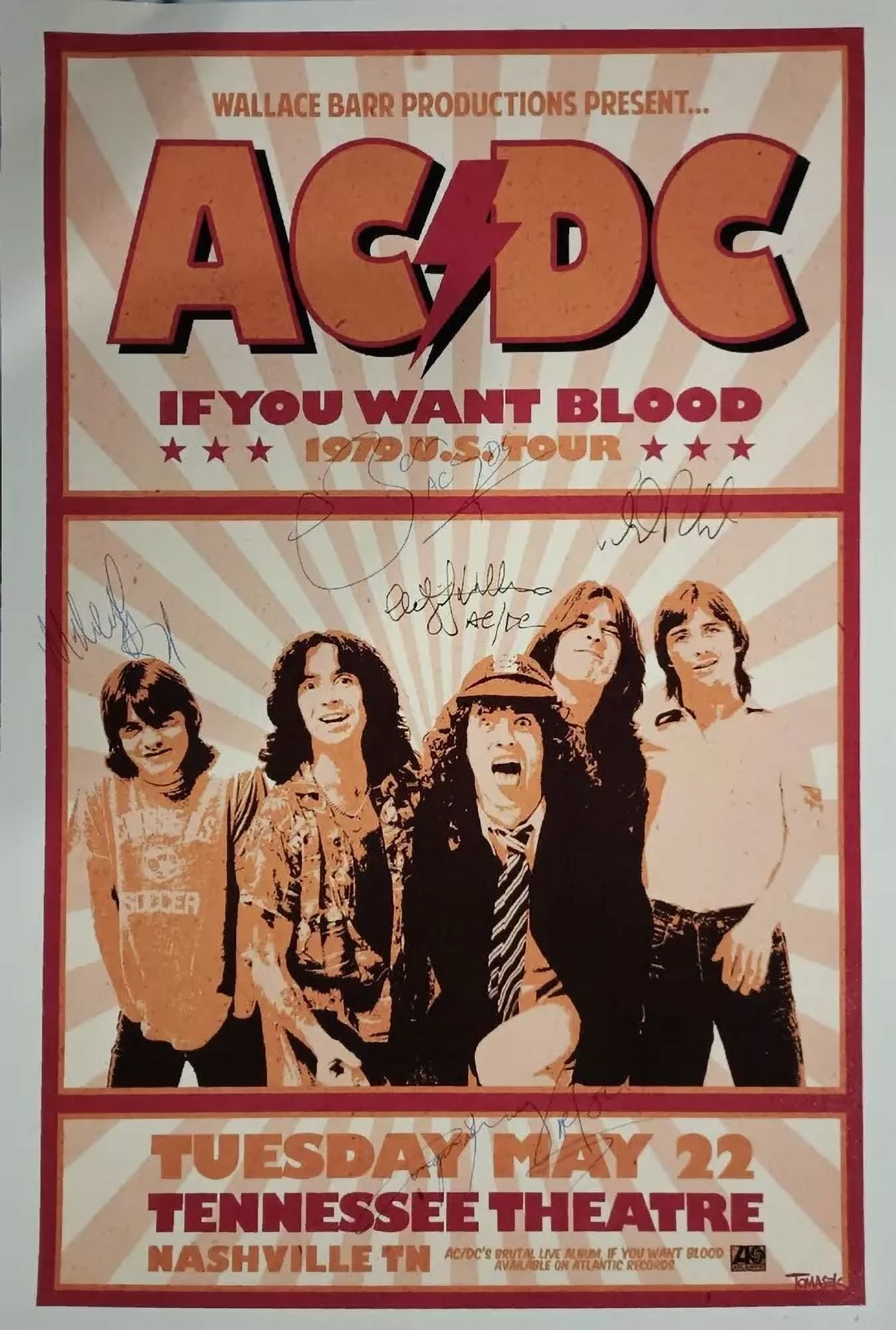 1979 AC/DC Concert Poster Wall Art Print Bon Scott facsimile signed in ...