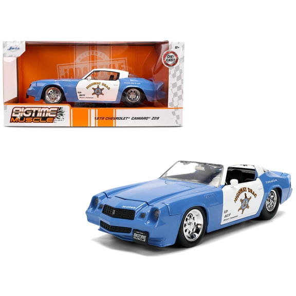 1979 Chevrolet Camaro Z28 Police "Highway Drag" Blue and White "Bigtime Muscle" Series 1/24 Diecast Model Car by Jada