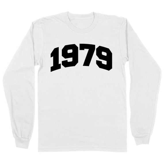 1979 College Style Long Sleeve Shirt Unisex Large White