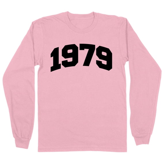 1979 College Style Long Sleeve Shirt Unisex Small Pink