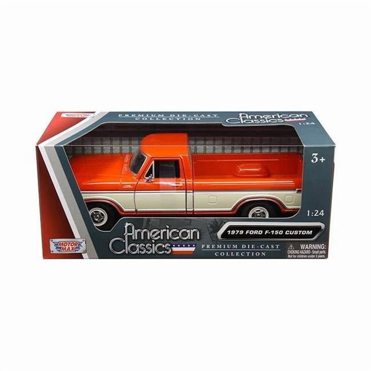 1979 Ford F-150 Custom Pickup Truck Orange and Cream 1/24 Diecast Model Car by Motormax