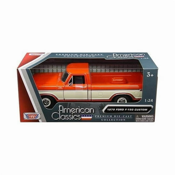 1979 Ford F-150 Custom Pickup Truck Orange and Cream 1/24 Diecast Model Car by Motormax