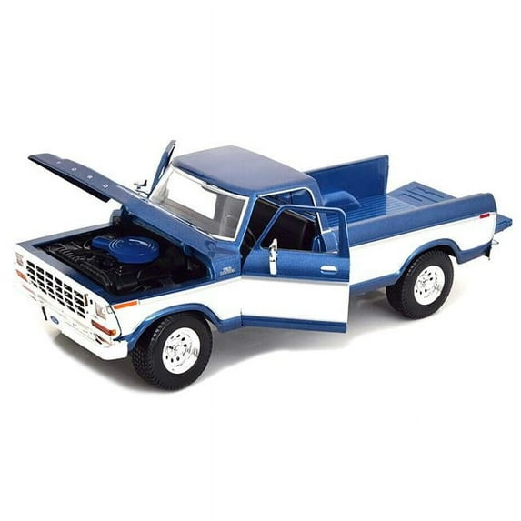 1979 Ford F-150 Ranger Pickup Truck Metallic Special Edition 1-18 Diecast Model Car, Blue & Cream