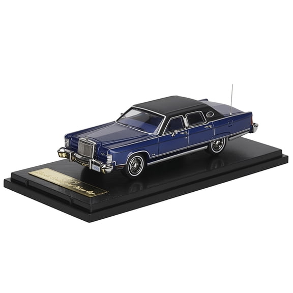 1979 Lincoln Continental Town Car Dark Blue with Black Top and Blue Interior 1/64 Diecast Model Car by Sun Star