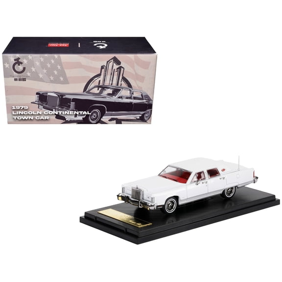 1979 Lincoln Continental Town Car White with Red Interior 1/64 Diecast Model Car by Sun Star