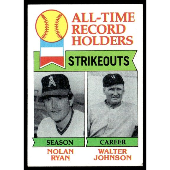 1979 Topps Baseball Nolan Ryan Walter Johnson All Time Strikeout #417 EX
