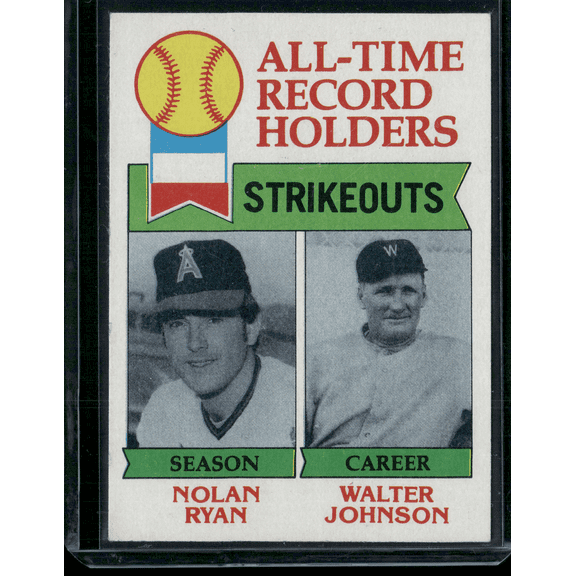 1979 Topps Nolan Ryan Walter Johnson #417 All Time Record Holders Strikeouts Baseball Card Excellent