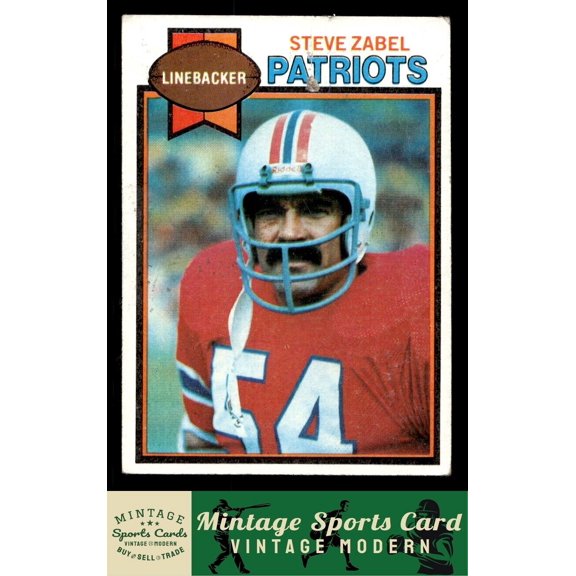 1979 Topps Football Card Cream Colored Back Steve Zabel New England Patriots #262