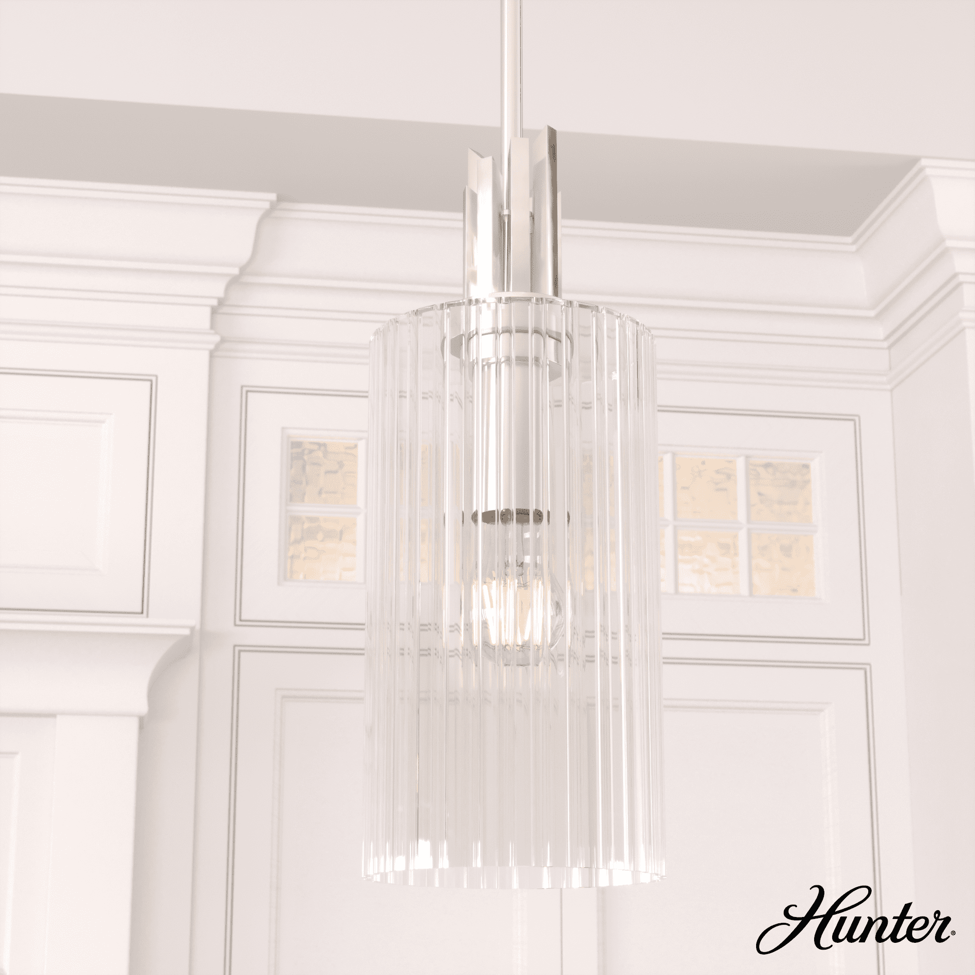 Gatz Brushed Nickel Clear Fluted Mini Pendant Light